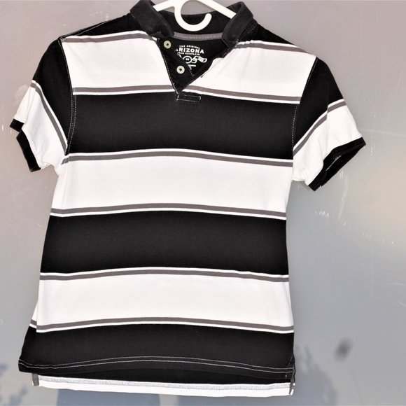 The Original Arizona Jean Company  Boys Polo Shirt Black White Size Small (8) - Picture 4 of 10